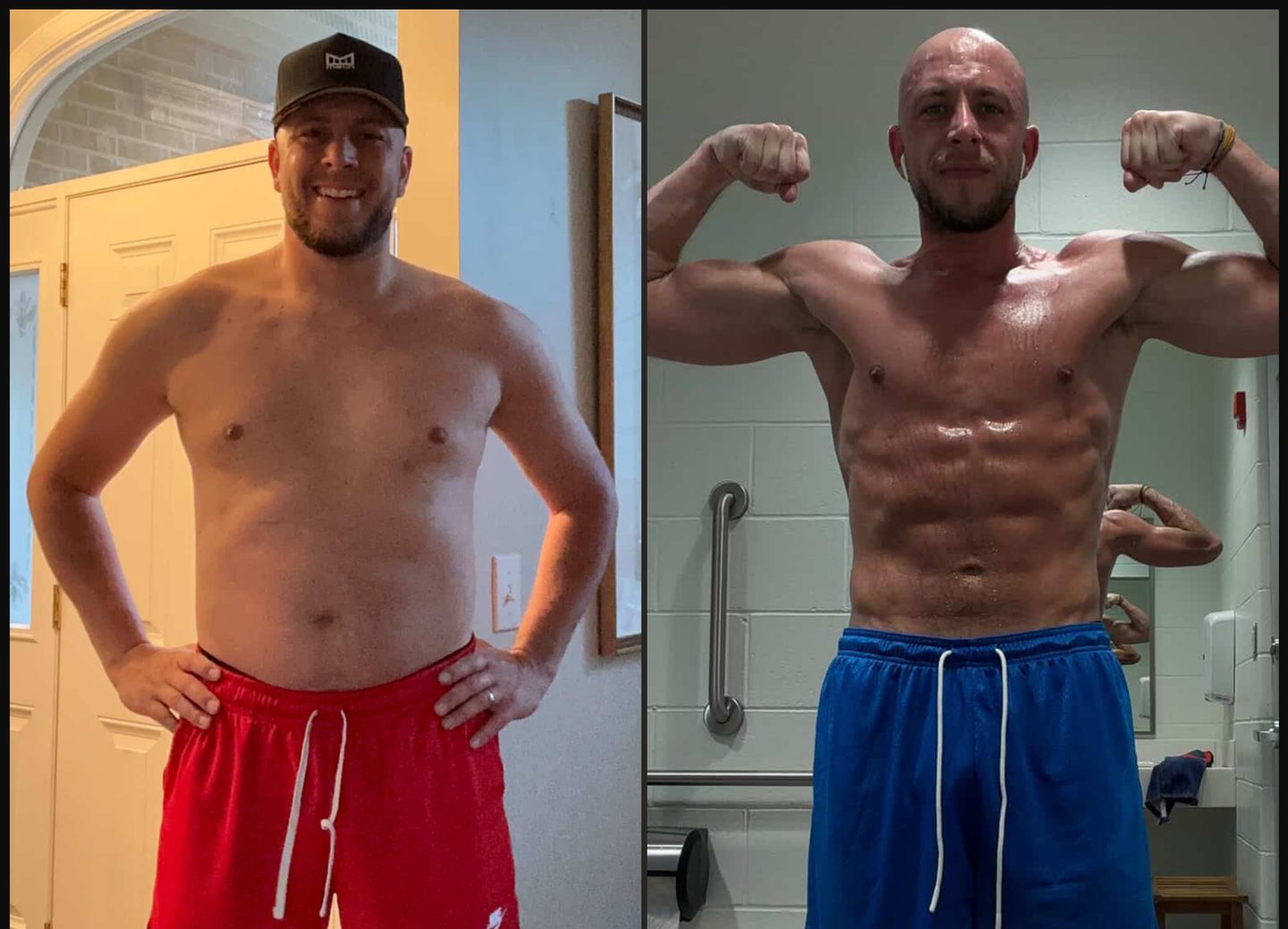 Before and after transformation, 220 to 170 lb, June 2024 to March 2026